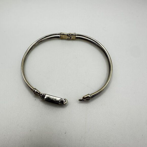Vintage Sterling Silver, Onyx inlay bangle, hinge bracelet! - Picture 7 of 10